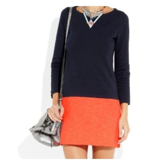 J.Crew Maritime Colorblock Shift Dress in Navy Blue n Bright Melon Women's Sz Sm - Picture 4 of 12